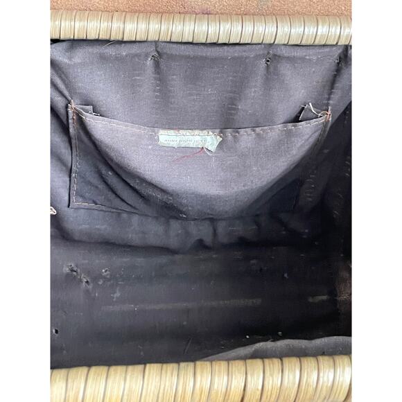 Vintage Wicker & Leather Basket Handbag – Mid Century Artisan Purse - Picture 8 of 9